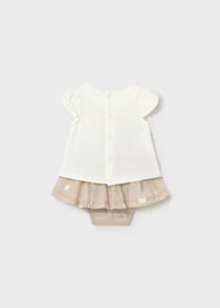 Vestito Con Ricamo Orsetto E Gonna Arricciata