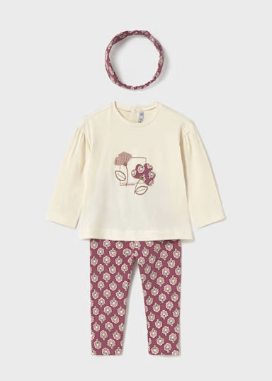 Completo Leggings Con Cerchietto Rosato