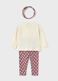 Completo Leggings Con Cerchietto Rosato