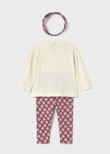 Completo Leggings Con Cerchietto Rosato