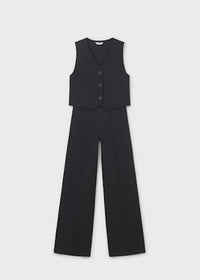 Completo Pantalone Lungo Gilet Nero