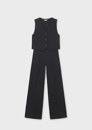 Completo Pantalone Lungo Gilet Nero