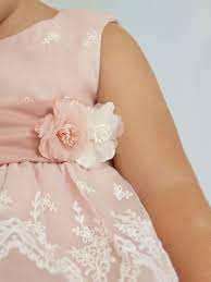 Vestito Organza Bordato Rosa