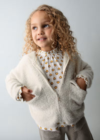 Felpa Tricot Con Pelliccia Mandorla