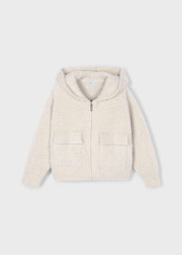 Felpa Tricot Con Pelliccia Mandorla