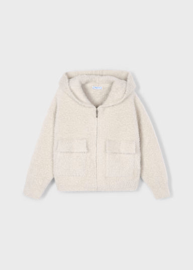 Felpa Tricot Con Pelliccia Mandorla