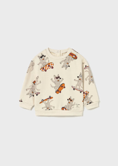 Pullover Stampato Marrone