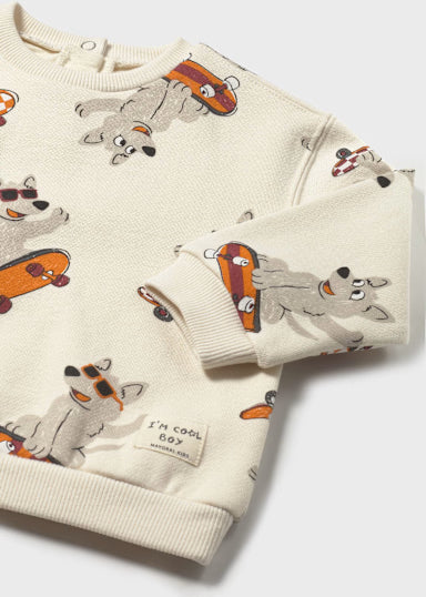 Pullover Stampato Marrone
