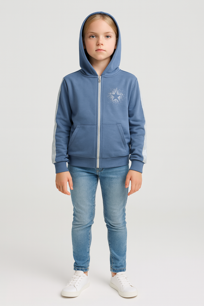 Felpa Zip Con Cappuccio Polvere