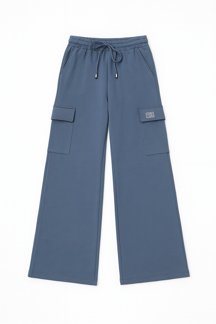 Pantalone Ampio Cargo In Felpa Polvere