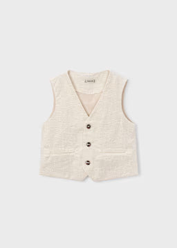 Gilet Cerimonia Rigato Beige