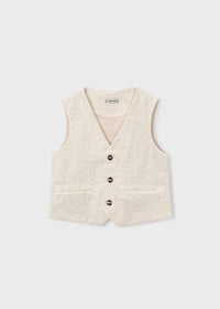 Gilet Cerimonia Rigato Beige