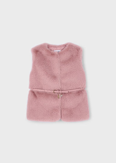 Gilet Pellicciotto Con Cintur Cipria