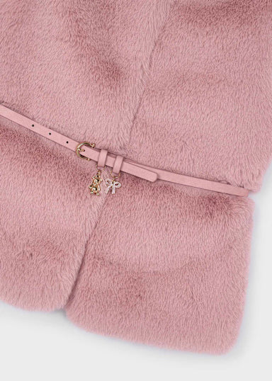 Gilet Pellicciotto Con Cintur Cipria