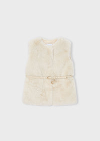 Gilet Pellicciotto Con Cintur Sabbia