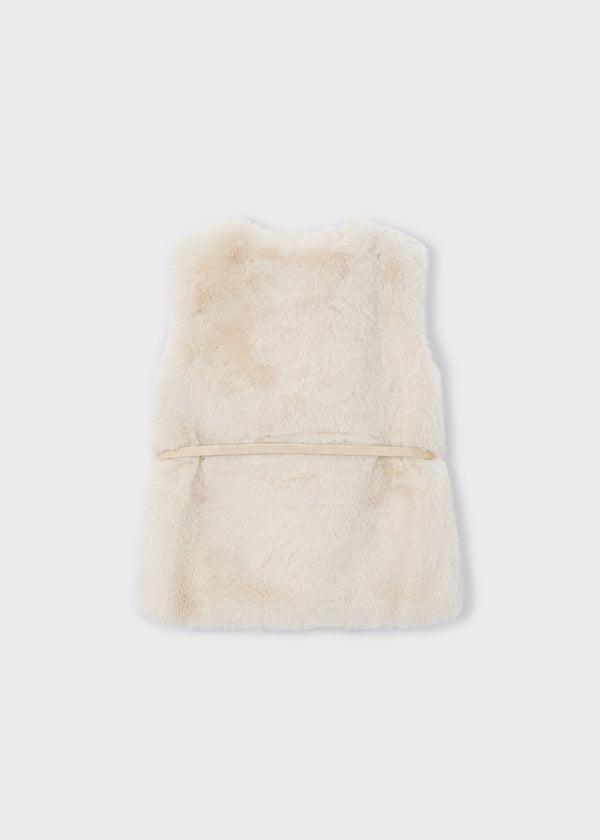 Gilet Pellicciotto Con Cintur Sabbia