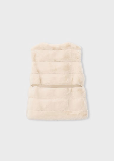 Gilet Pellicciotto Con Cintura Ecru