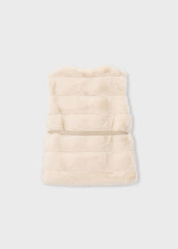 Gilet Pellicciotto Con Cintura Ecru