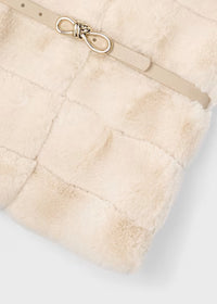Gilet Pellicciotto Con Cintura Ecru