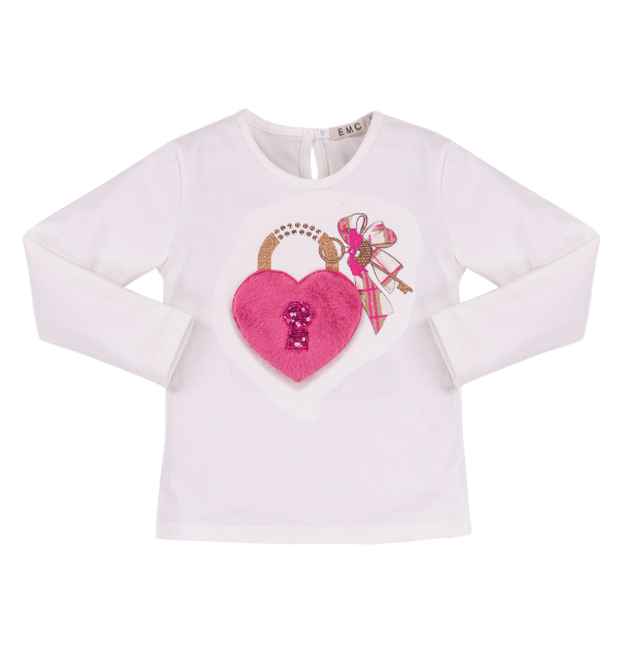 Maglia Manica Lunga Bianco Lana con Cuore