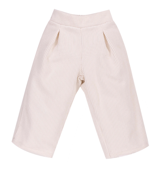 Pantalone Lungo Velluto Bianco Lana