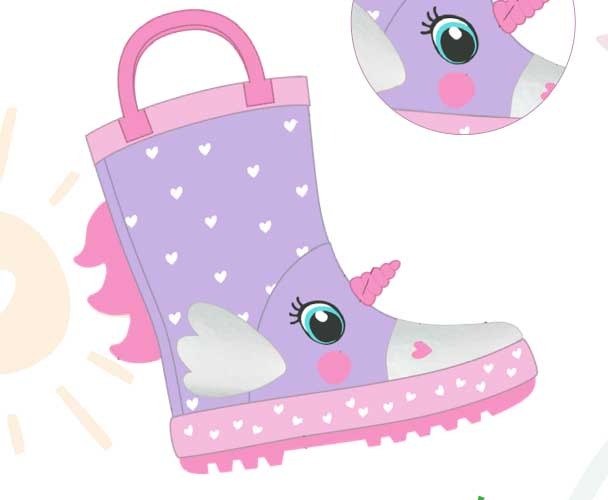 Stivaletto Pioggia Unicorno Cuori