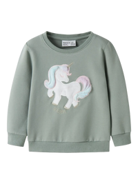Felpa Girocollo Con Unicorno Verde