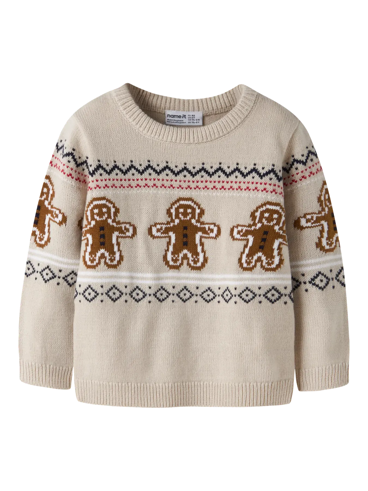 Maglione Natalizio Beige Con Omini Pan Di Zenzero
