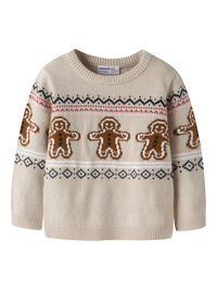 Maglione Natalizio Beige Con Omini Pan Di Zenzero