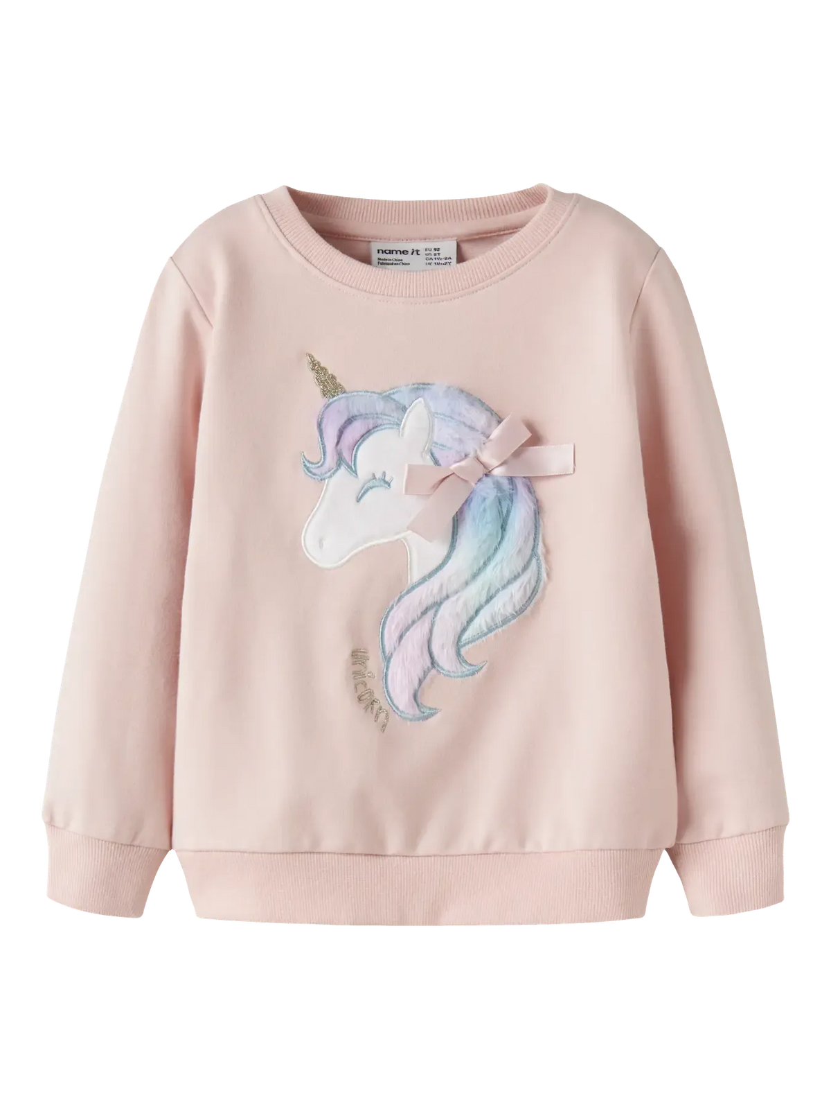 Felpa Girocollo Con Unicorno Rosa Chiaro