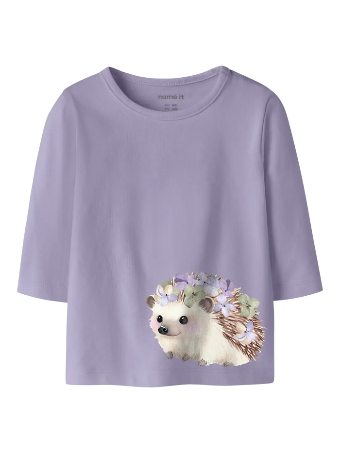Maglia Manica Lunga Lilla Riccio E Fiori