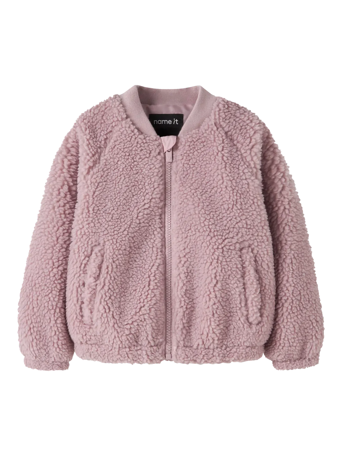 Giacca Bomber In Pile Teddy Da Bambina  Rosa Antico