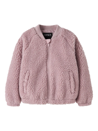 Giacca Bomber In Pile Teddy Da Bambina  Rosa Antico