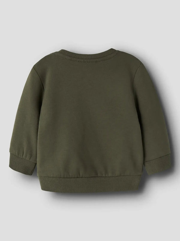 Felpa Verde Militare Con Scoiattolo E Palloncini