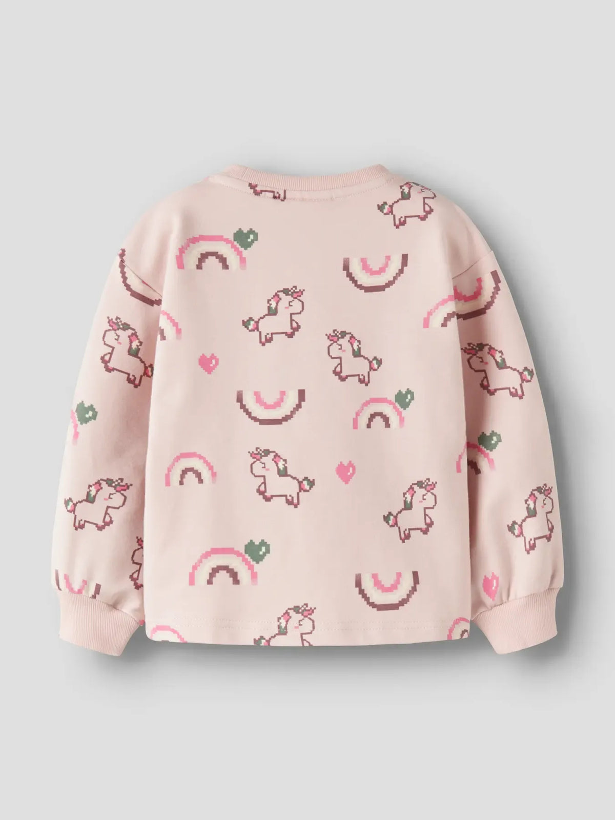 Felpa Da Bambina Girocollo Con Fantasia Unicorno Rosa