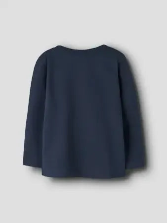 Maglia Manica Lunga Blu Scuro Con Animali E Fumetto