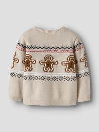 Maglione Natalizio Beige Con Omini Pan Di Zenzero