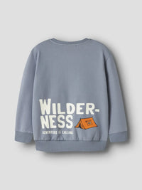 Felpa Con Zip Grigio Azzurro A Tema Campeggio