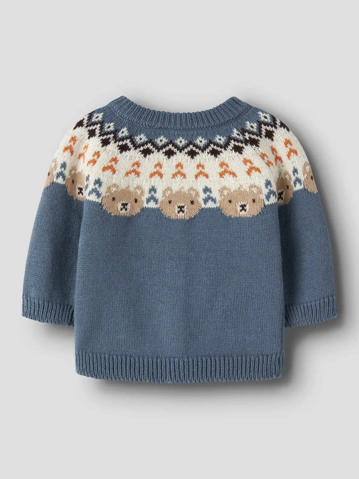 Cardigan In Maglia Azzurro Polvere Con Orsetti