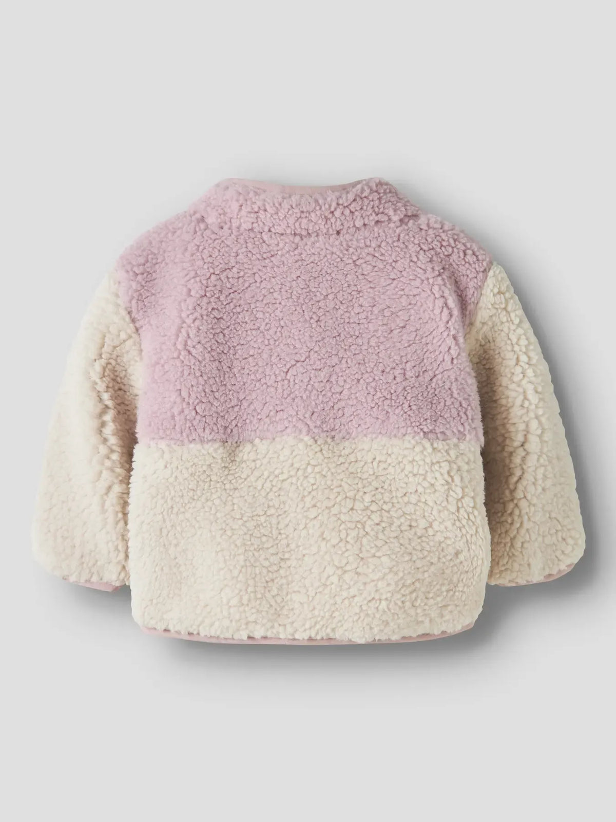 Giacca In Pile Teddy Bicolor Da Neonata  Rosa E Panna