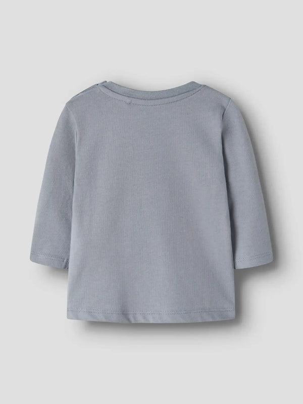 Maglia Manica Lunga Grigio Azzurato Con Animali Del Bosco