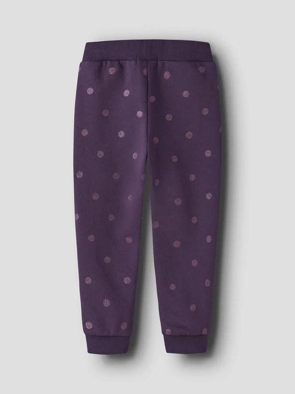 Pantaloni Viola Scuro A Pois Glitter Bimba