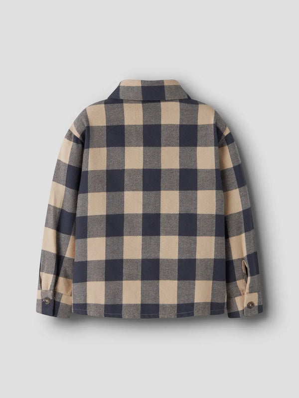 Camicia A Quadri Beige E Blu
