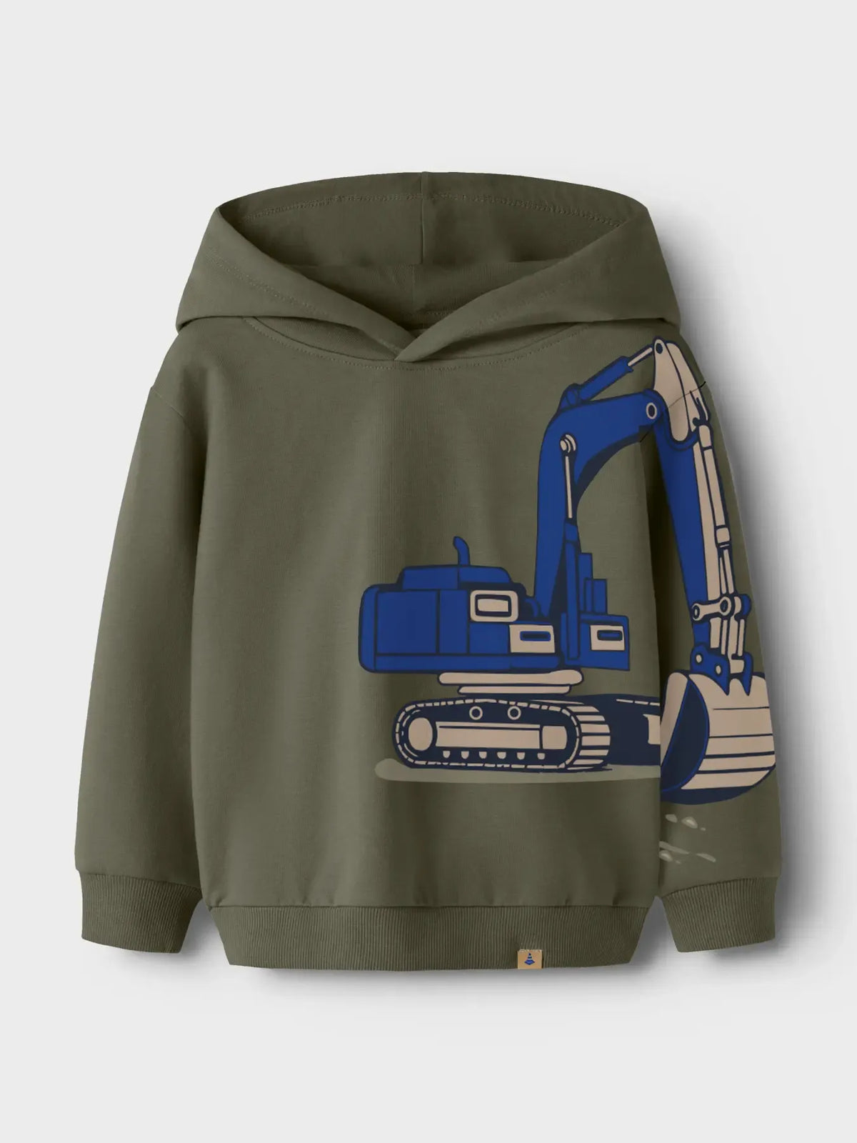 Felpa Cappuccio Verde Militare Con Escavatore