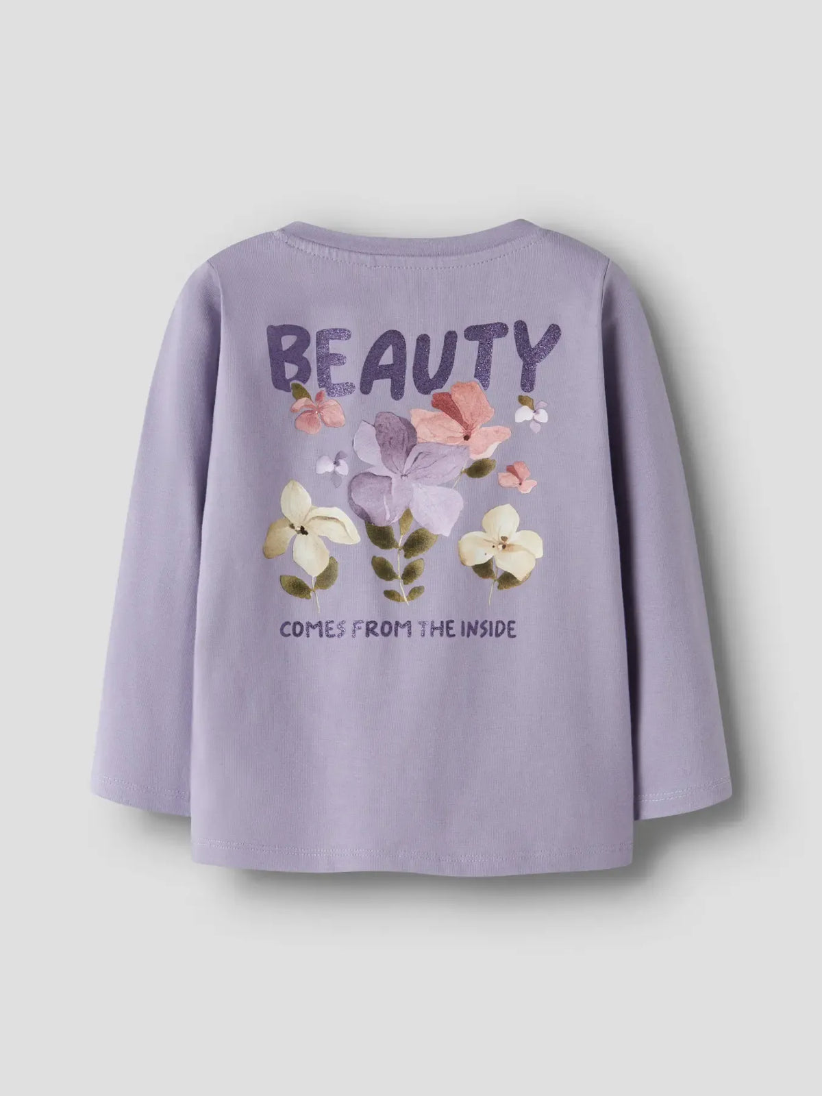 Maglia Manica Lunga Lilla Con Fiori