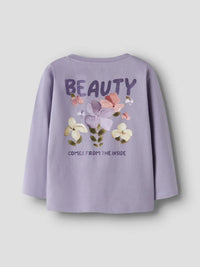 Maglia Manica Lunga Lilla Con Fiori