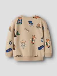 Felpa Con Zip Beige A Tema Campeggio