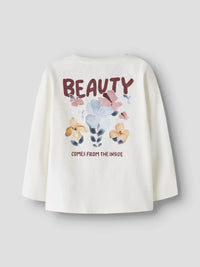 Maglia Manica Lunga Panna Con Fiori