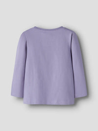 Maglia Manica Lunga Lilla Con Fiore In Tazza In Rilievo