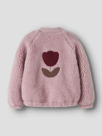Giacca Bomber In Pile Teddy Da Bambina  Rosa Antico